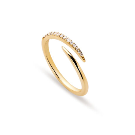 Serpentine inlaid zircon ring, women's light luxury, high-end design, fashionable and versatile open tail ring
