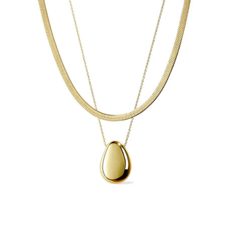 Double layered pebble pendant necklace women's light luxury high-end design