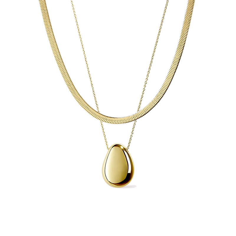 sku-1-双层叠戴卵石项链【金色】