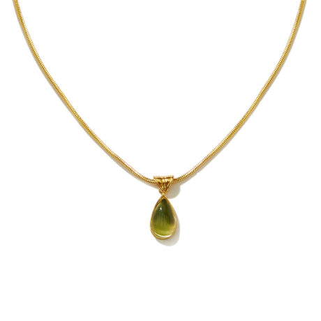 Olive green water drop pendant necklace women's light luxury high-end design sense is fashionable