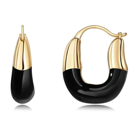 Enamel drip-glazed oval earrings